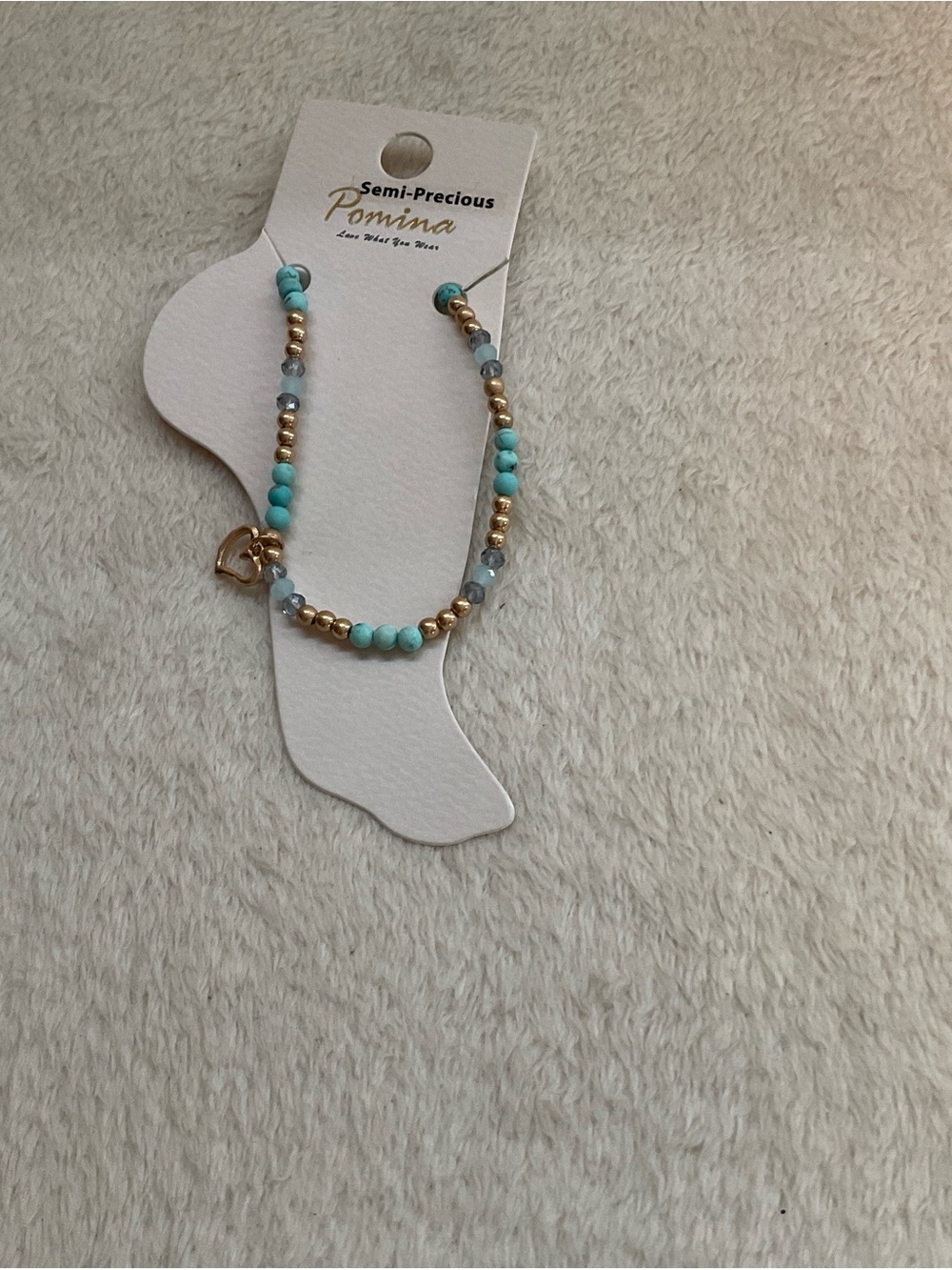 Pomina Semi-Precious Turquoise Beaded Bracelet with Gold Accents